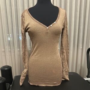 Women's Tan Long Sleeve Top